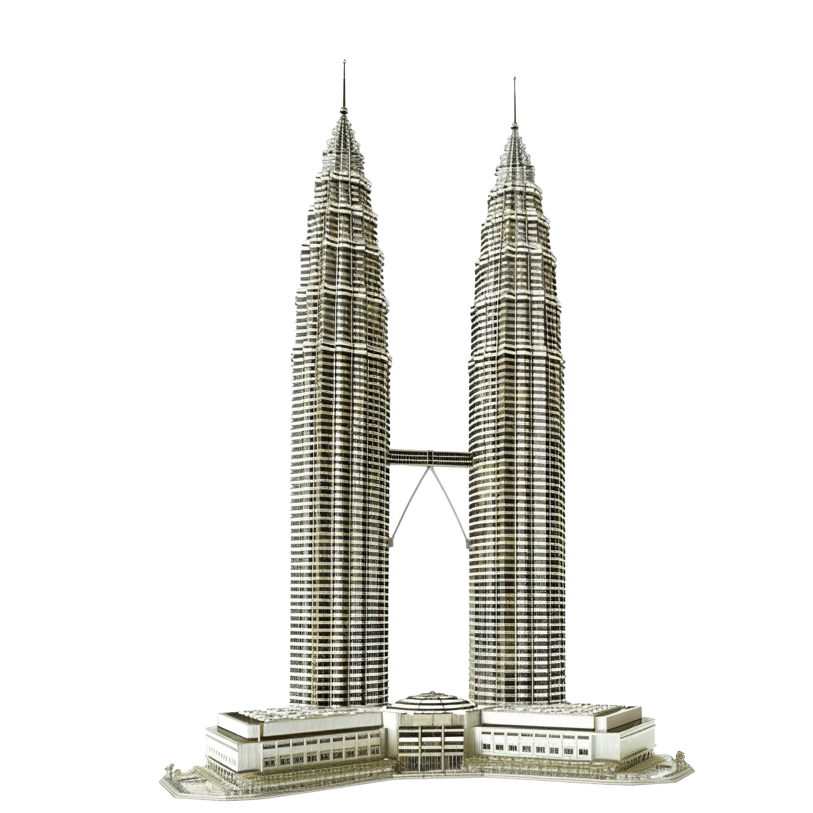 a model of two skyscrapers on a white background