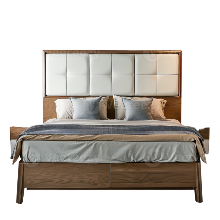 a bed with a headboard on top of it