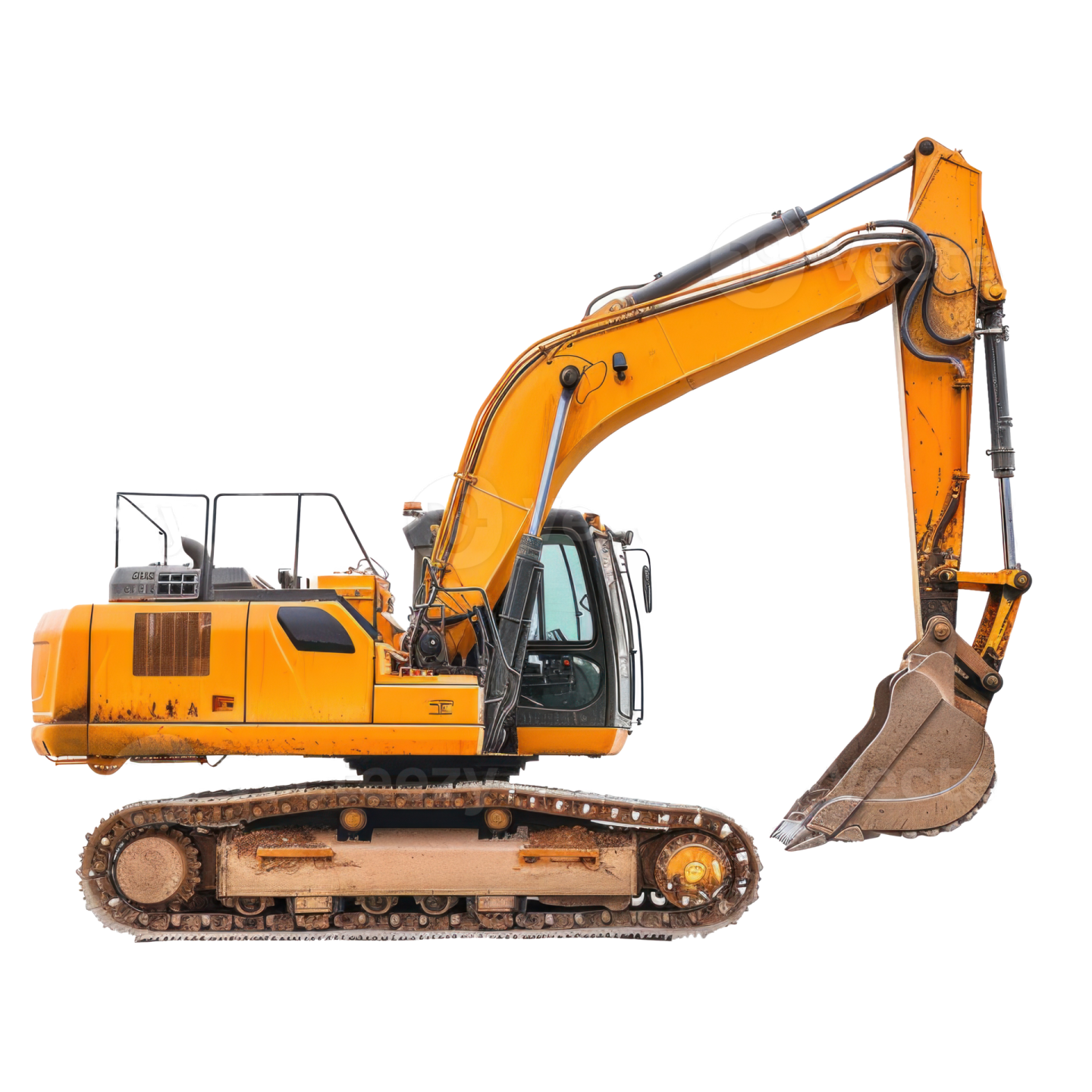 a yellow exor digger on a white background