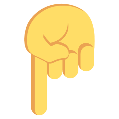 a hand pointing up to the right