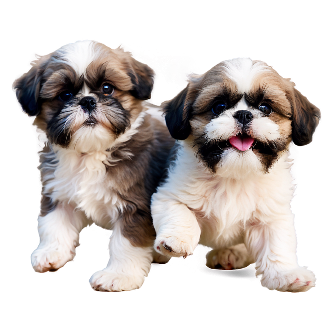 two small dogs sitting next to each other dogs
