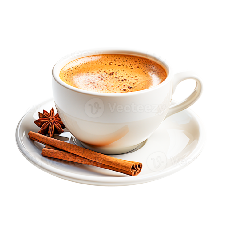 a cup of coffee with cinnamon and anise