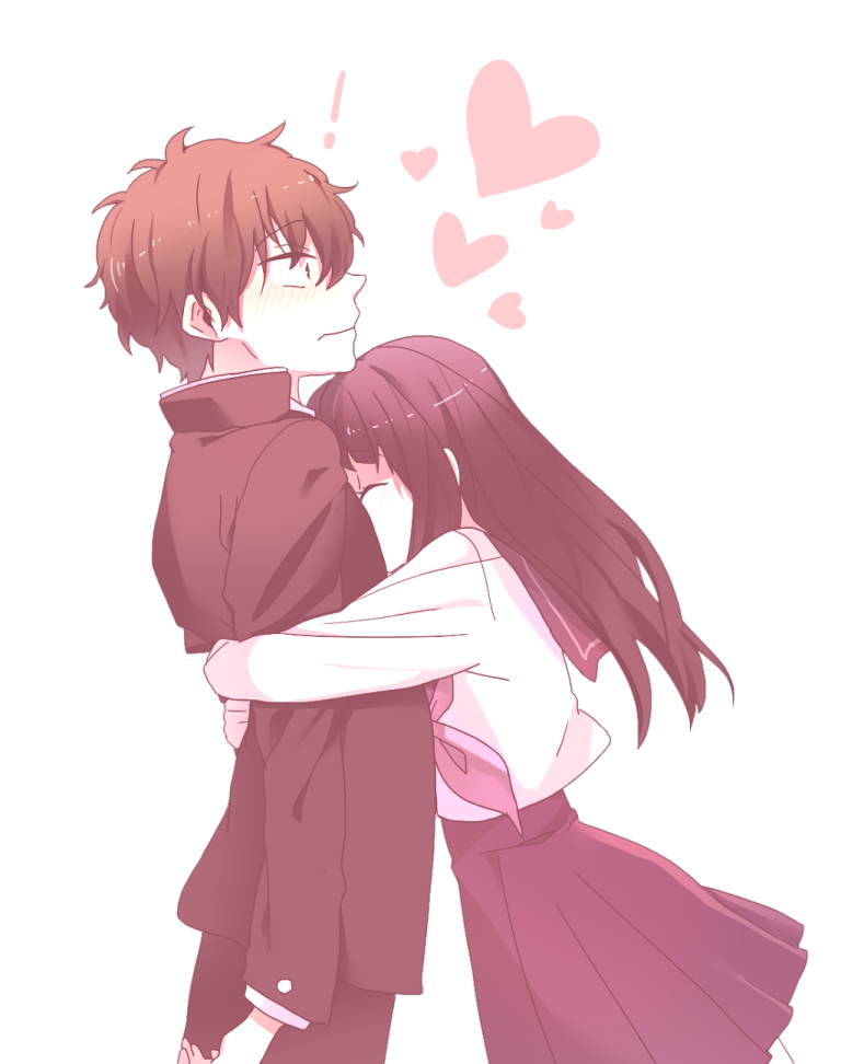 a couple hugging in front of a white background