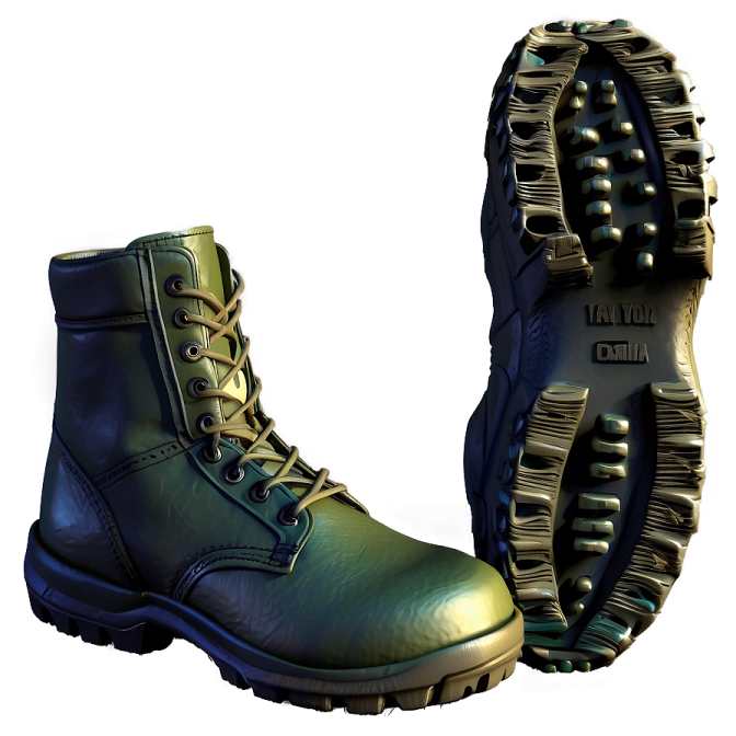 a pair of military boots on a white background