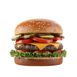 a hamburger on a white background