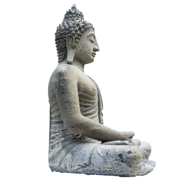 a buddha statue on a white background