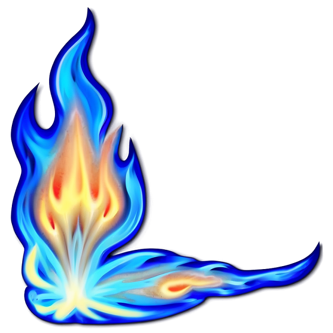 a blue flame on a white background