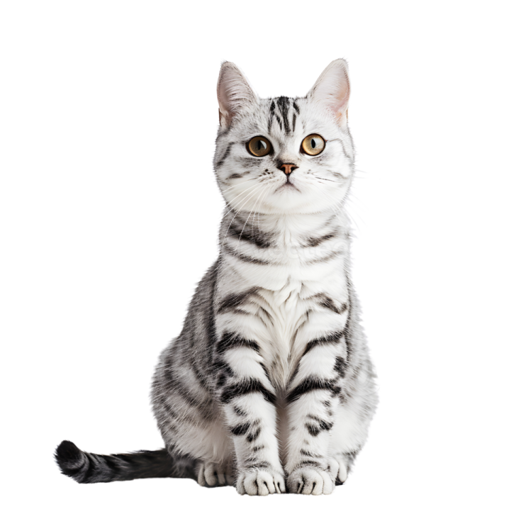 a gray and white cat sitting on the floor