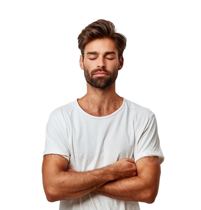 a young man with his arms crossed