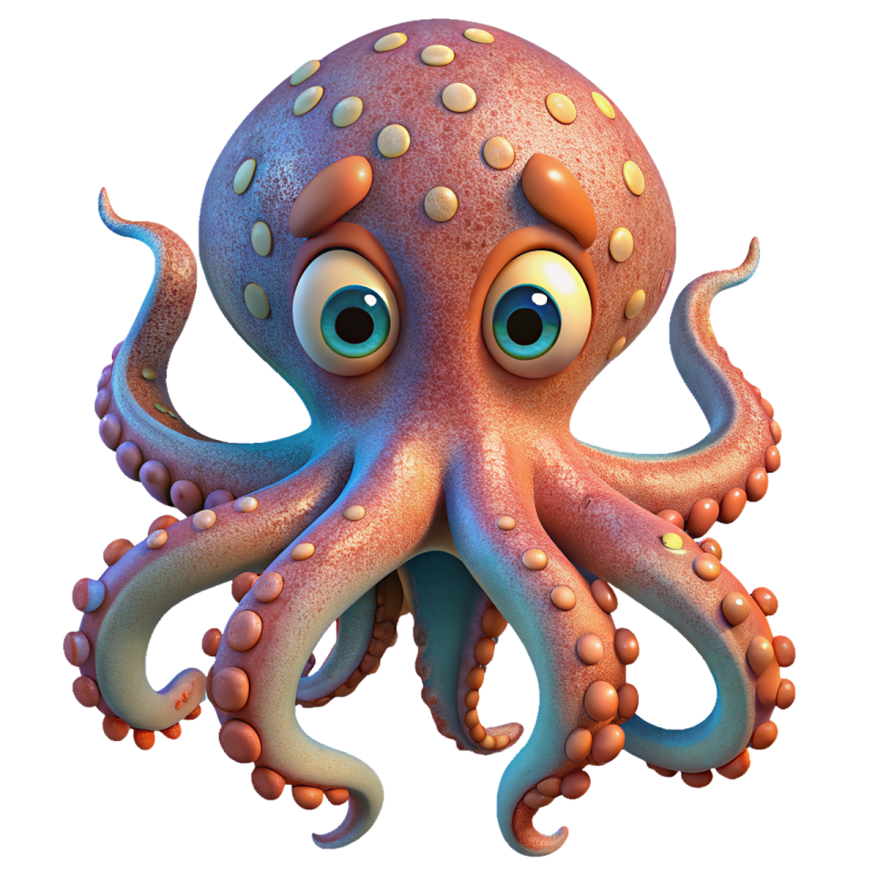 an octopus with big eyes is standing in the water