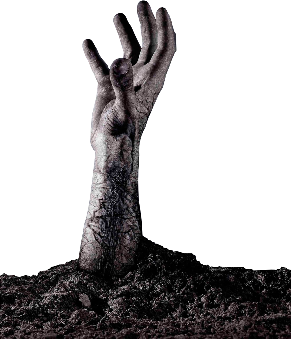 a hand reaching out from the ground