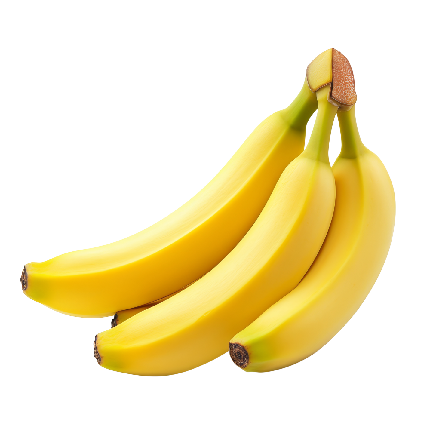 three bananas on a white background
