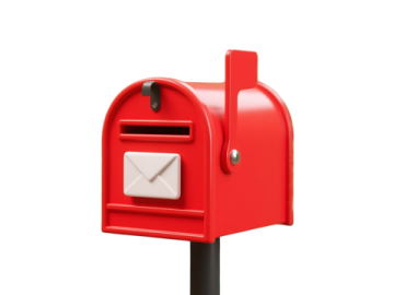 a red mailbox on a white background