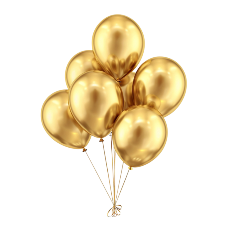 a bunch of gold balloons