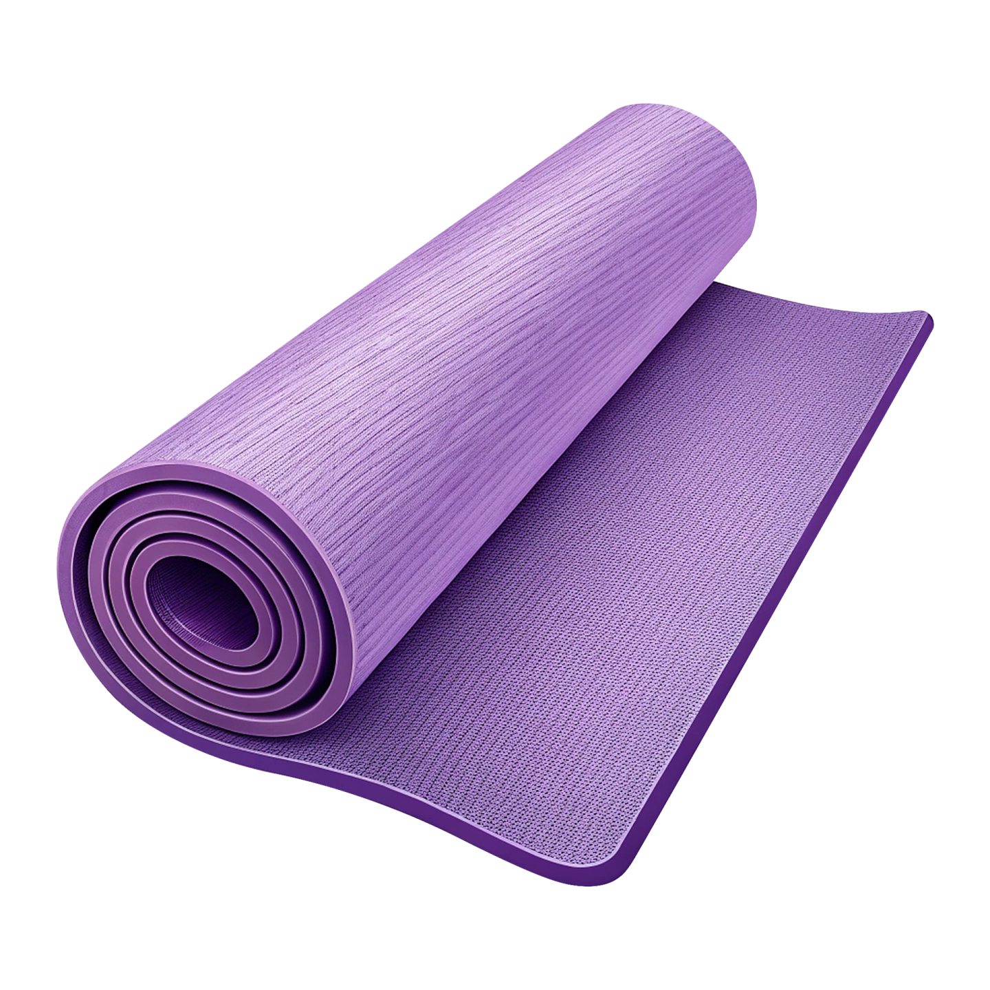 a purple yoga mat on a white background
