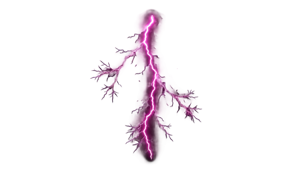 a lightning bolt hitting through a white background
