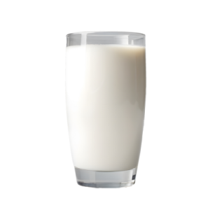 a glass of milk on a white background