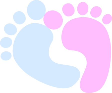 a pair of footprints with pink and blue