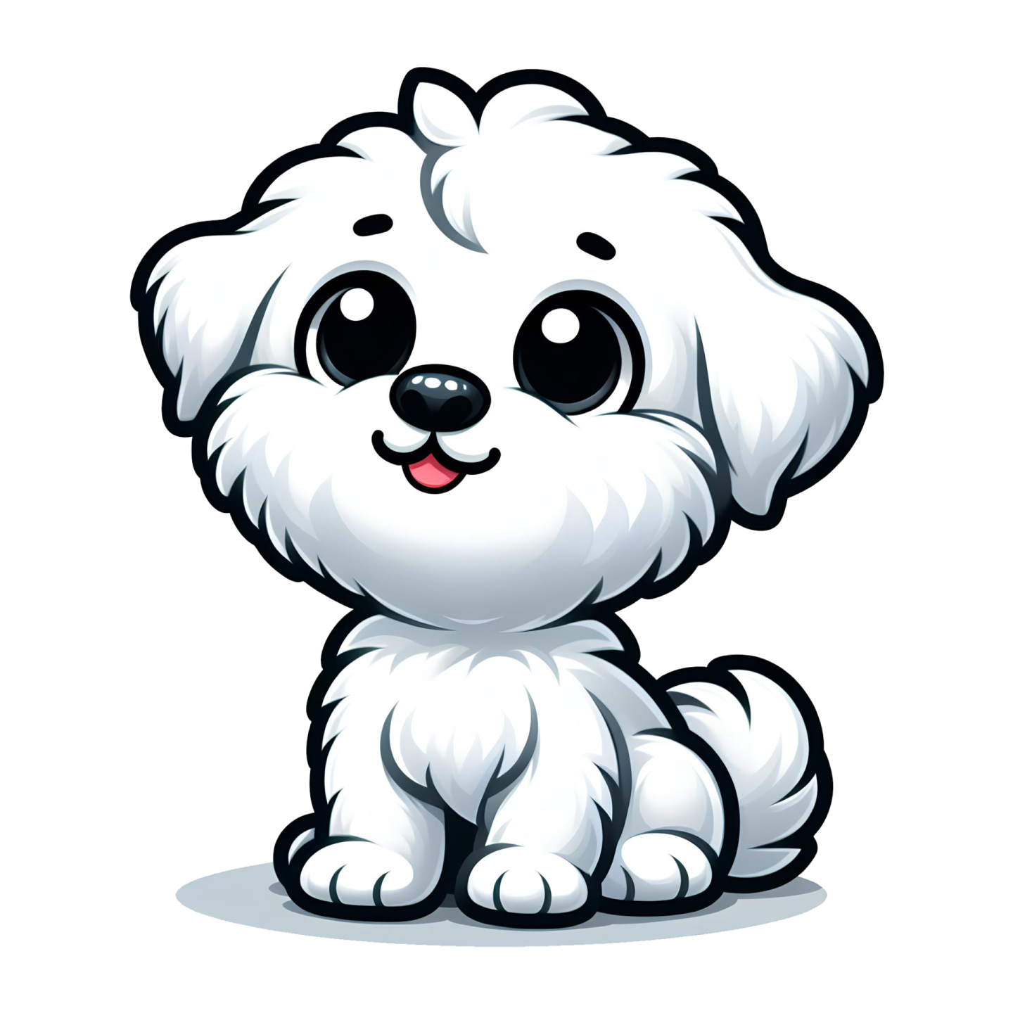 a small white dog with big eyes