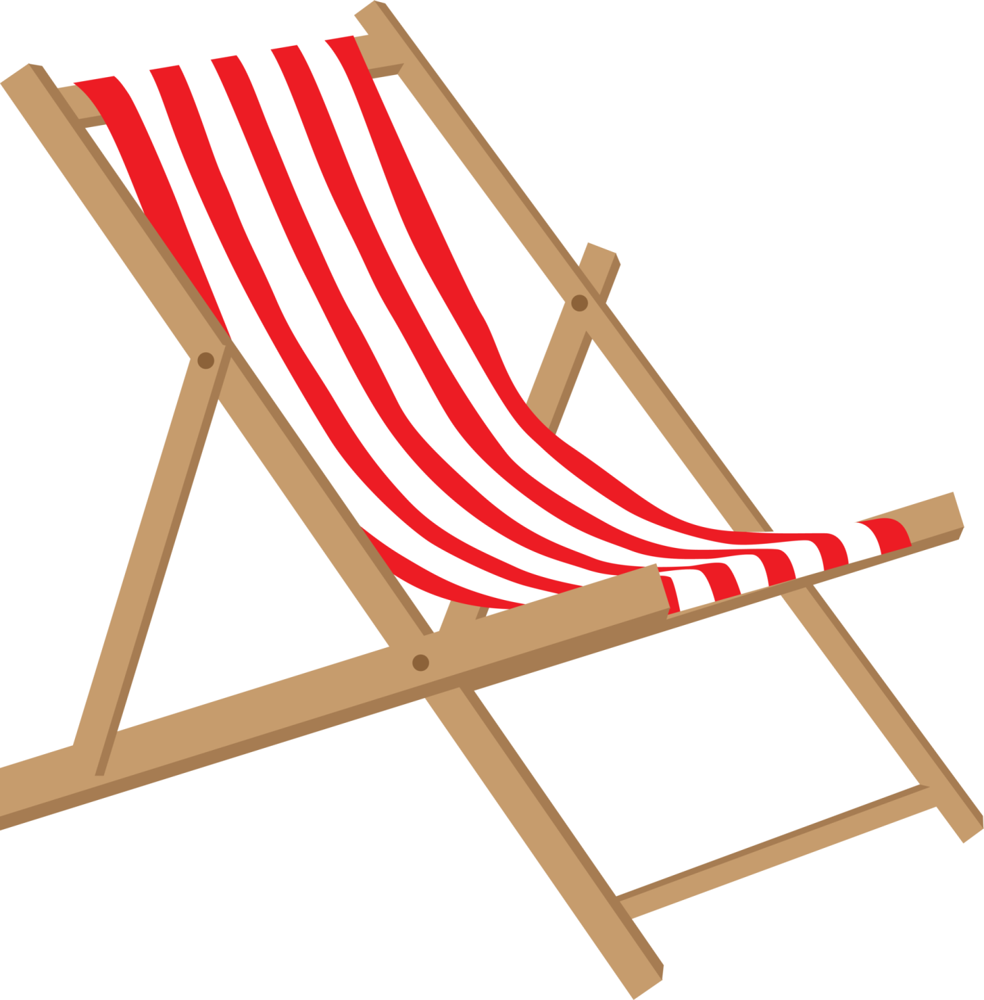 a deck chair with red and white stripes