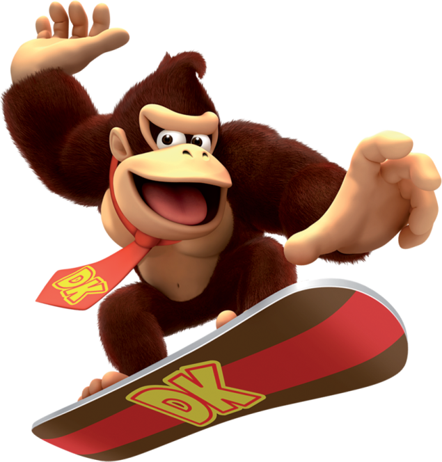 a cartoon monkey on a snowboard