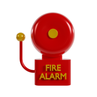 a red alarm with the word fire alarm on it