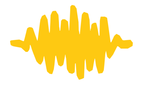a yellow sound wave icon