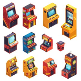 a bunch of different types of arcade machines