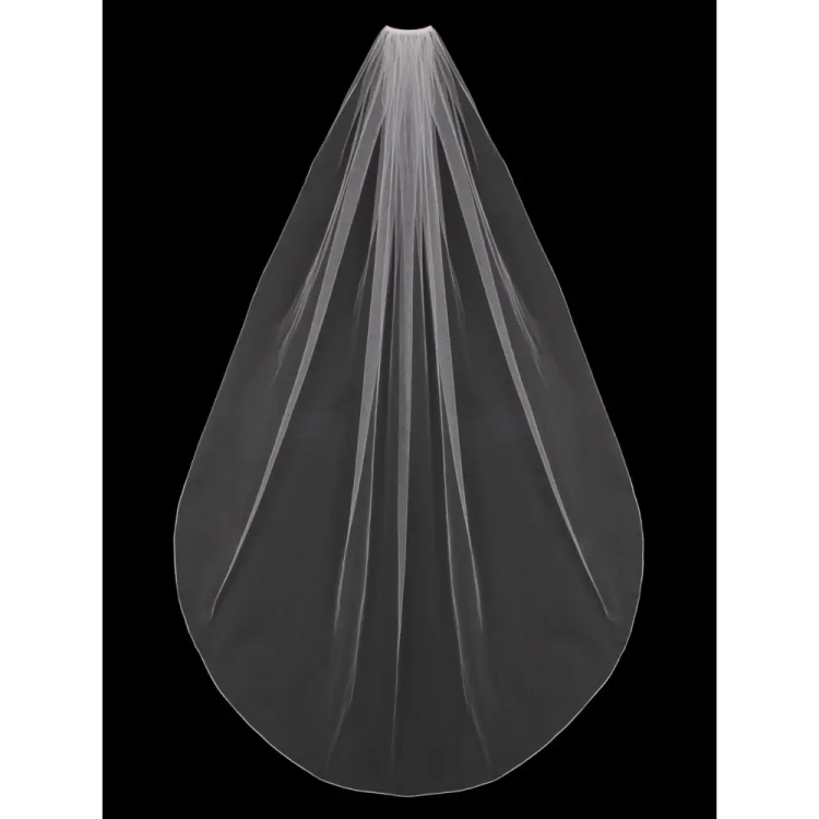 a white veil with a black background