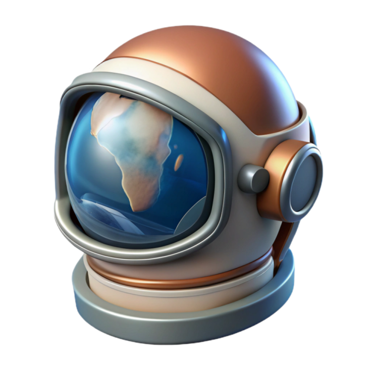 an astronaut's helmet with the earth in it