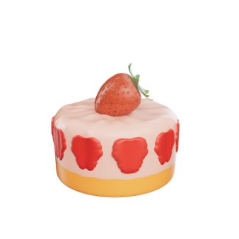 a strawberry on top of a white cake