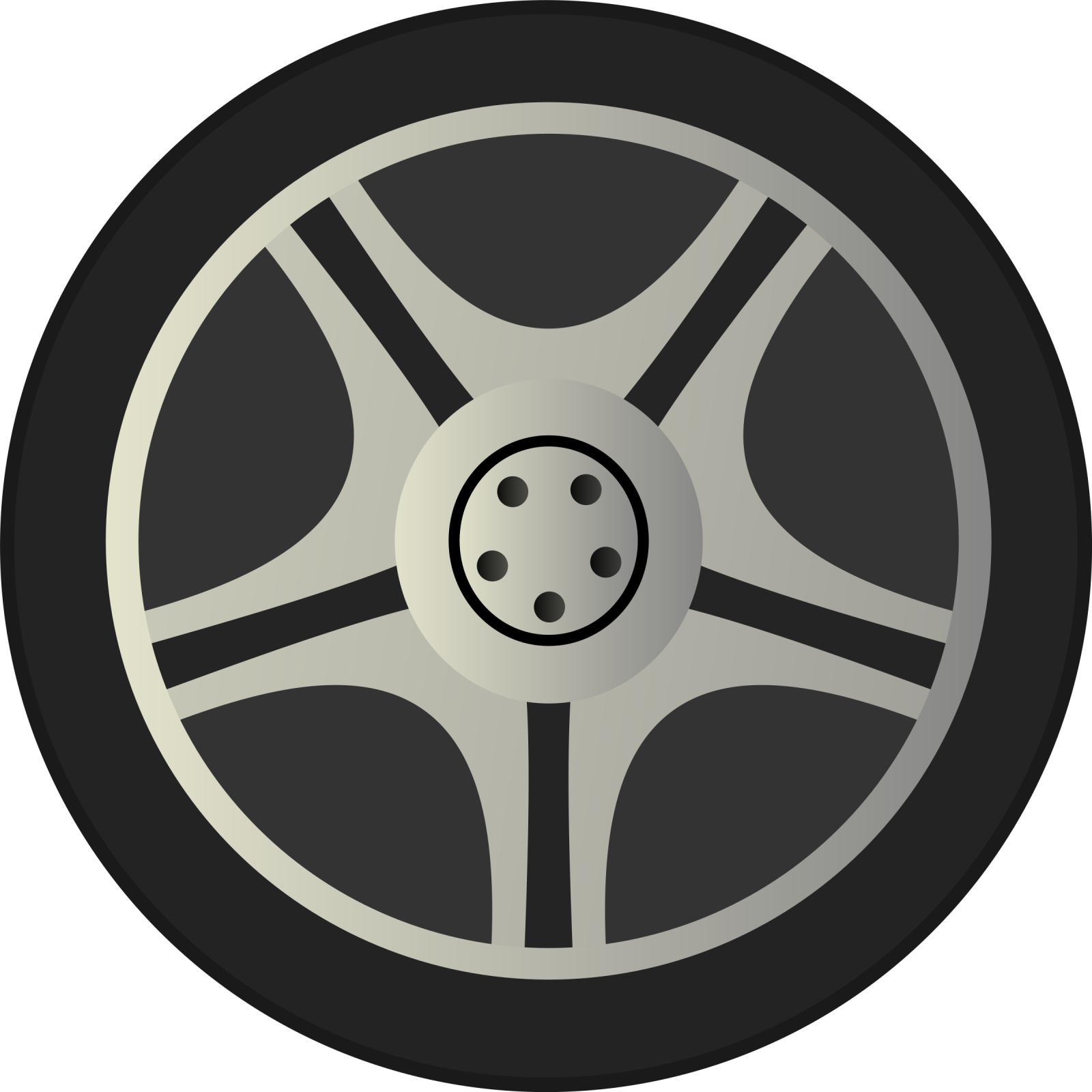 a black and white image of a wheel