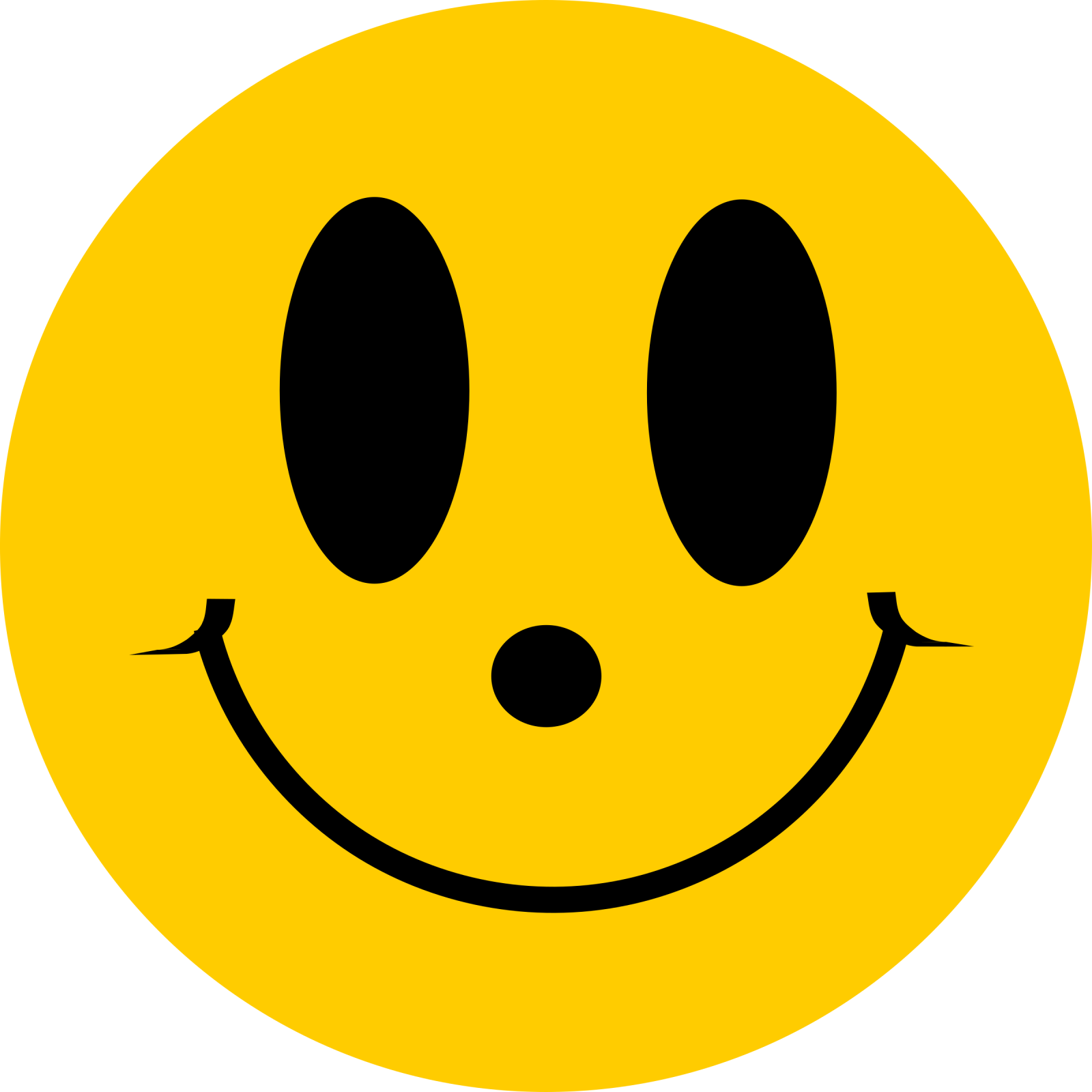 a yellow smiley face with black eyes