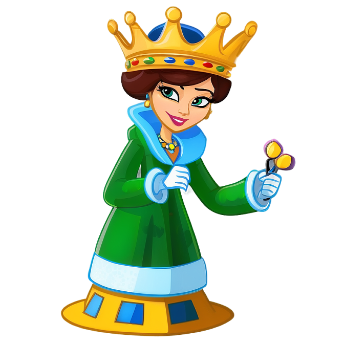 a cartoon character with a crown on his head
