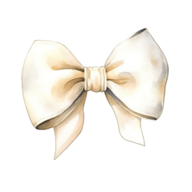 a watercolor drawing of a white bow