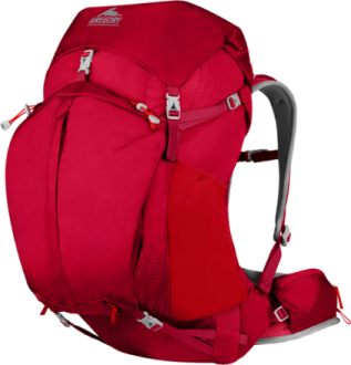 a red backpack on a white background