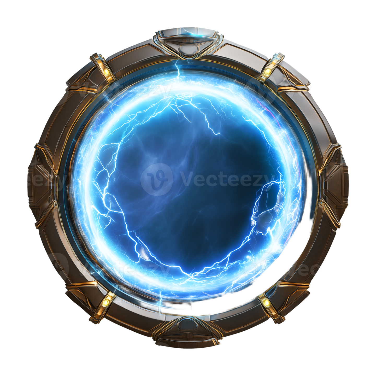 a blue circle with lightning in the center