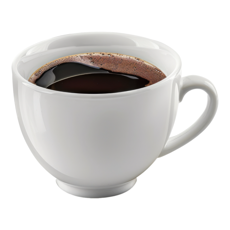 a cup of coffee on a white background