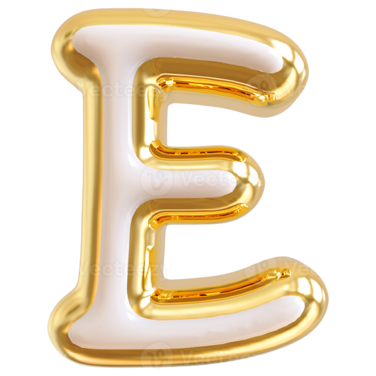 the letter e in gold foil balloons