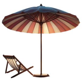 a beach chair and umbrella on a white background