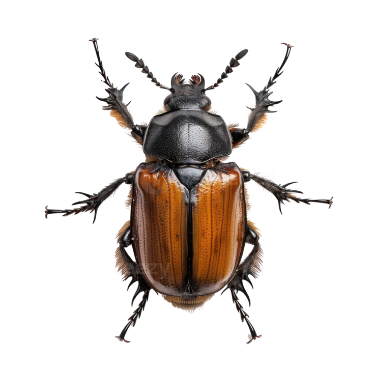 a brown beetle on a white background