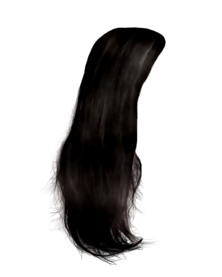 a long black hair on a white background