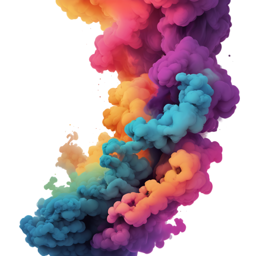 a colorful cloud of smoke on a white background