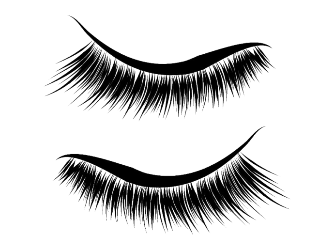 a pair of eyelashes on a white background