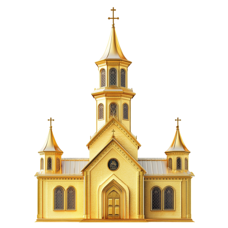 a golden church with a steeple on top