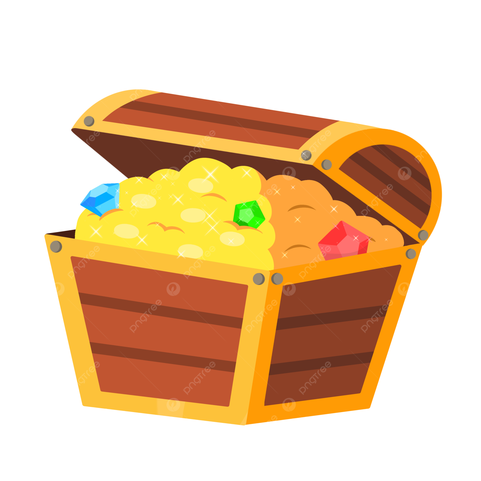 a wooden chest filled with gold coins