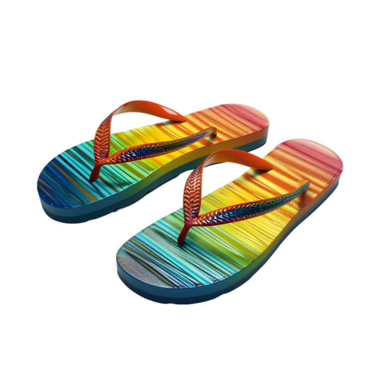 a pair of colorful flip flops