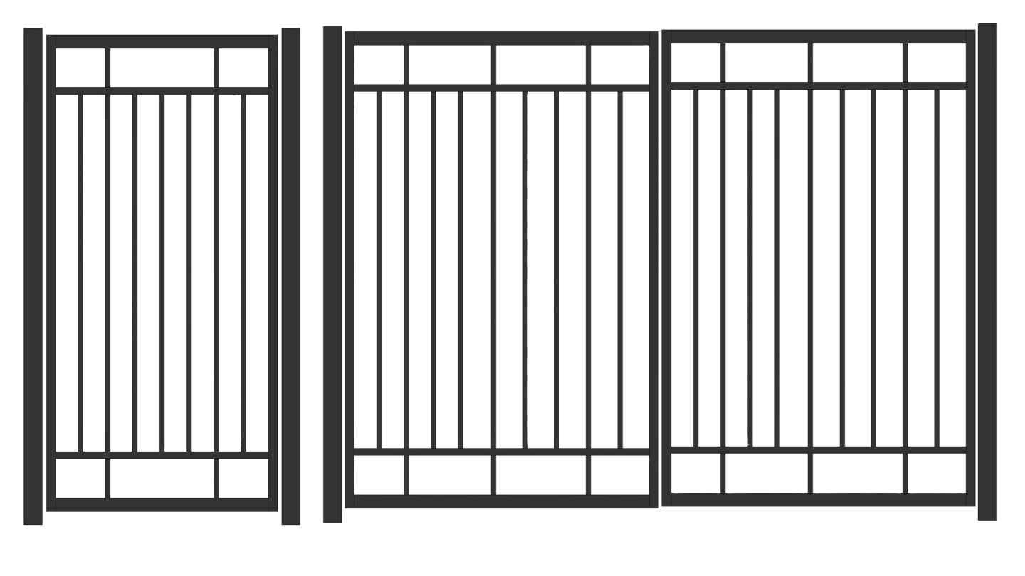 a black and white illustration of a metal gate