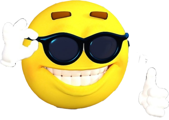 a yellow smiley with sunglasses and thumbs up