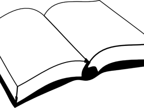 an open book on a white background